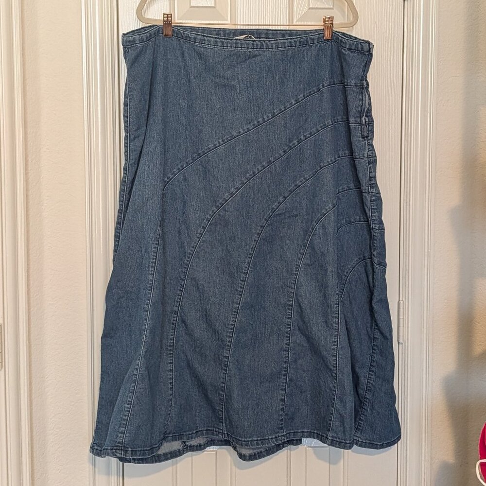 CJ Banks Denim Midi Skirt, Plus size 24W